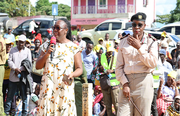 Commissioner Dr. Annette Mbogoh addresses members of the public in Taita Taveta.