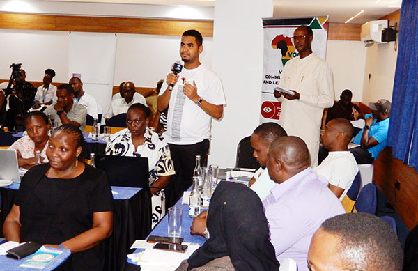 CEO Elema Halake facilitating a dialogue session during a stakeholder engagement in Mombasa