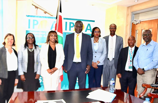 IPOA Board Chair Dr. Duncan Oburu, VC Ann Wanjiku and CEO Elema Halake leading an IPOA team in meeting the EU_UNODC at IPOA HQ