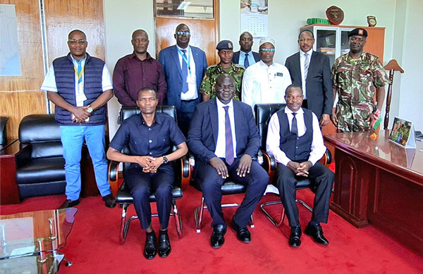 IPOA Chairperson Dr. Duncan Oburu and Commissioner Kenwilliams Nyakomitah during an engagement with Kisumu Security stakeholders