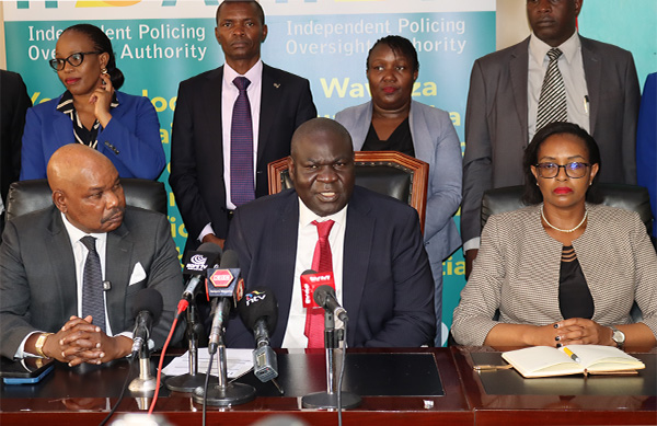 IPOA Chairperson Dr. Duncan Ojwang’ Oburu addresses the media following a meeting with the Panel of Experts on Compensation of Victims of Human Rights Violations